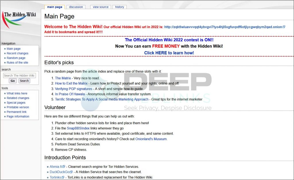The Hidden wiki